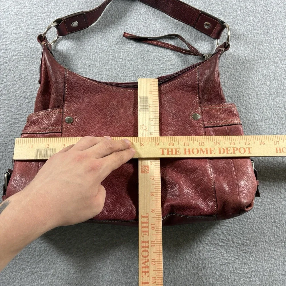 VTG Fossil Red Pebbled Leather Hobo Shoulder Bag Y2K Slouchy Purse Side Pockets